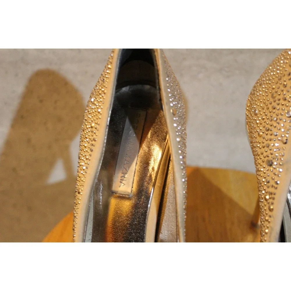 BCBG Max Azria Crystal Embellished Pumps Gold Rhinestone Stiletto Heels 9B/39‎